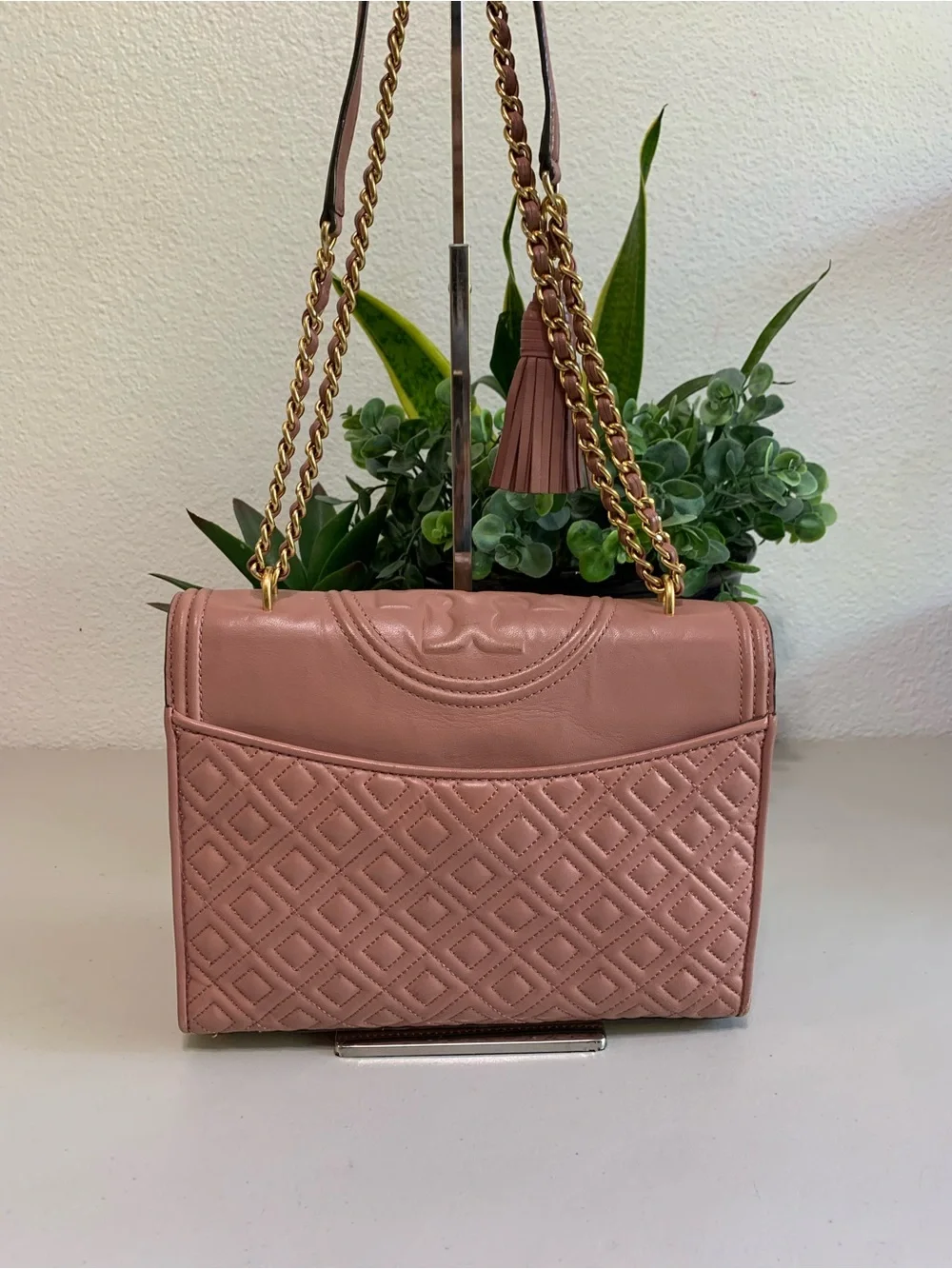 👜💕 Tory Burch Kira Quilted Leather Shoulder Bag — Dusty Rose